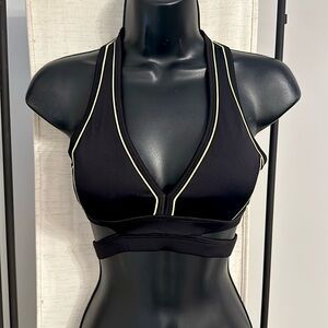 Forever 21 black yellow mesh sexy cut out athletic sports bra XS